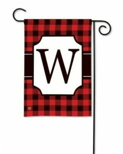 Buffalo Plaid Monogram W Garden Flag