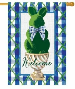 Bunny Topiary House Flag