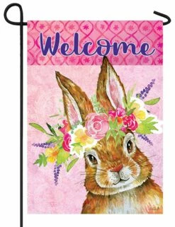 Bunny Wreath Garden Flag