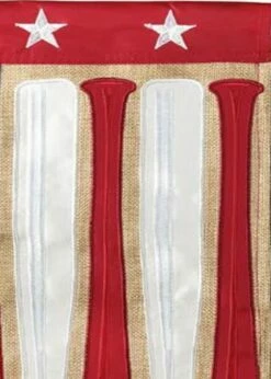 Burlap Americana Baseball Double Applique House Flag -Flag Sales 2024 burlap americana baseball double applique house flag detail 2