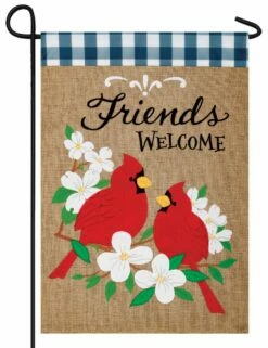 Burlap And Plaid Cardinals Double Applique Garden Flag -Flag Sales 2024 burlap and plaid cardinals double applique garden flag