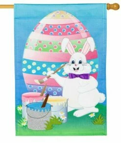 Burlap Bunny Egg Painter Decorative House Flag -Flag Sales 2024 burlap bunny egg painter decorative house flag