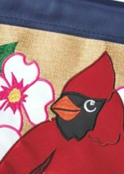 Burlap Cardinal And Dogwoods Double Applique House Flag -Flag Sales 2024 burlap cardinal and dogwoods double applique house flag detail 1