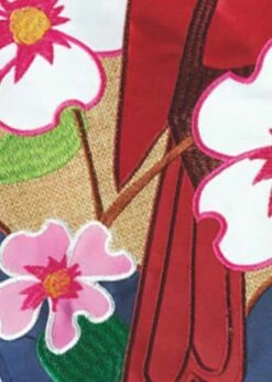 Burlap Cardinal And Dogwoods Double Applique House Flag