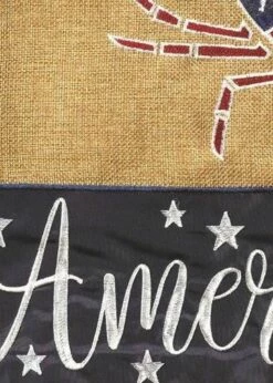 Burlap Crawfish Proud American Double Applique House Flag
