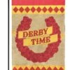 Burlap Derby Time Double Applique Garden Flag