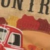 Burlap Fall Country Truck Double Applique House Flag