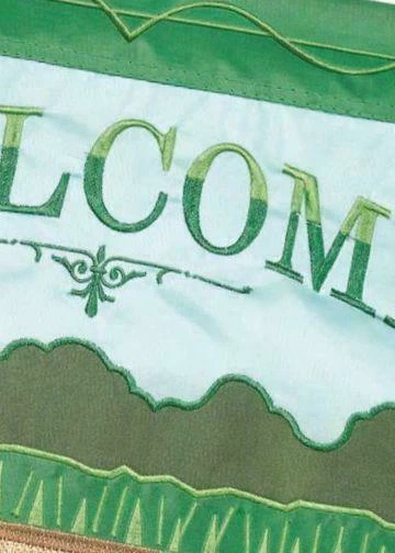 Burlap Green Tractor Double Applique House Flag 3 Burlap Green Tractor Double Applique House Flag