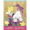 Burlap Happy Easter Basket Decorative House Flag -Flag Sales 2024 burlap happy easter basket decorative house flag