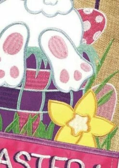 Burlap Happy Easter Basket Decorative House Flag -Flag Sales 2024 burlap happy easter basket decorative house flag detail 2