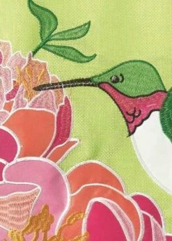 Burlap Hummingbird And Peonies Decorative House Flag