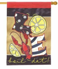 Burlap Love Boil Dat Double Applique House Flag -Flag Sales 2024 burlap love boil dat double applique house flag