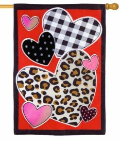 Burlap Patterned Hearts Decorative House Flag -Flag Sales 2024 burlap patterned hearts decorative house flag