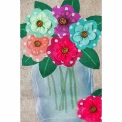 Burlap Polka Dot Floral Mason Jar Decorative House Flag -Flag Sales 2024 burlap polka dot floral mason jar decorative house flag detail 1