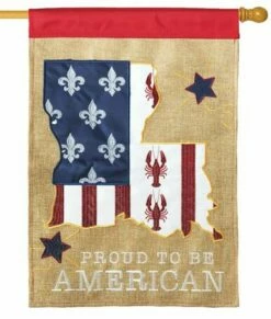 Burlap Proud Louisiana American Decorative House Flag -Flag Sales 2024 burlap proud louisiana american decorative house flag