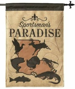 Burlap Sportsman’s Paradise Decorative House Flag -Flag Sales 2024 burlap sportsmans paradise decorative house flag