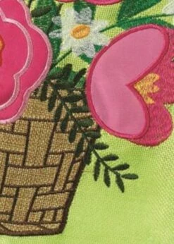 Burlap Spring Flower Basket Double Applique Garden Flag -Flag Sales 2024 burlap spring flower basket double applique garden flag detail 1