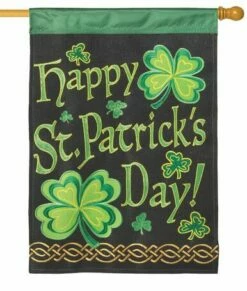 Burlap St. Patrick’s Double Applique House Flag -Flag Sales 2024 burlap st patricks double applique house flag