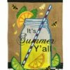 Burlap Summer Mason Jar Double Applique House Flag -Flag Sales 2024 burlap summer mason jar double applique house flag
