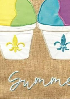 Burlap Summer Snoballs Fleur De Lis Double Applique House Flag