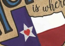 Burlap Texas Heart Home Double Applique House Flag