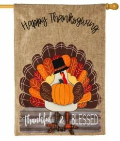 Burlap Thankful And Blessed Decorative House Flag -Flag Sales 2024 burlap thankful and blessed decorative house flag