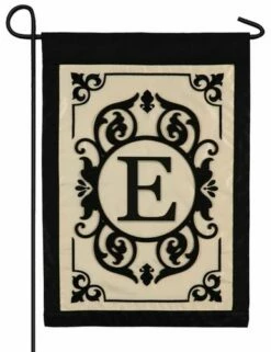 Cambridge Letter E Applique Monogram Garden Flag