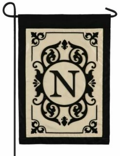 Cambridge Letter N Applique Monogram Garden Flag