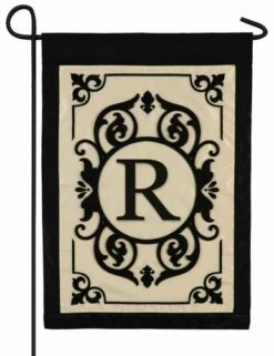 Cambridge Letter R Applique Monogram Garden Flag