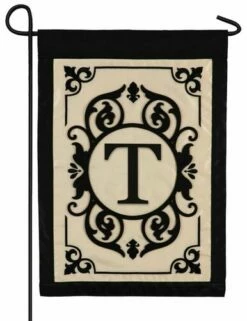 Cambridge Letter T Applique Monogram Garden Flag