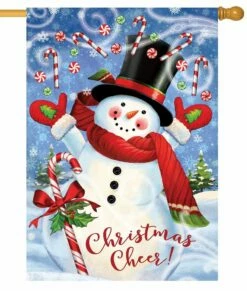 Candy Cane Snowman House Flag