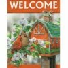 Cardinal Couple On The Farm House Flag