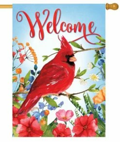 Cardinal Wildflowers House Flag