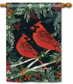 Cardinals And Berries House Flag