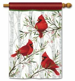 Cardinals In Birch House Flag
