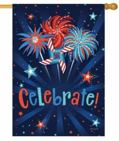 Celebrate Fireworks House Flag