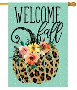 Cheetah Pumpkin House Flag