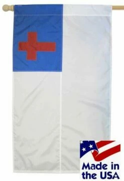 Christian Royal Blue And White Sewn Nylon House Flag