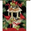 Christmas Bird Feeder House Flag