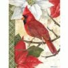 Christmas Cardinal And Poinsettias House Flag
