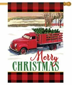 Christmas Tree Truck House Flag