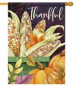 Colorful Corn Thankful House Flag