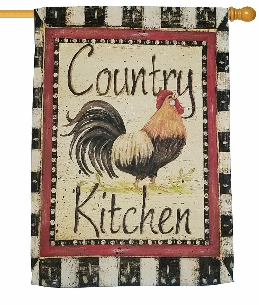 Country Kitchen Rooster Sublimated House Flag 3 Country Kitchen Rooster Sublimated House Flag