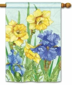 Daffodils And Irises House Flag