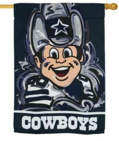 Dallas Cowboys Whimsical Mascot Suede Reflections House Flag