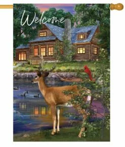 Deer Cabin House Flag