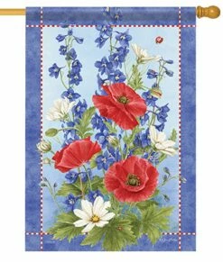 Delphiniums And Poppies House Flag