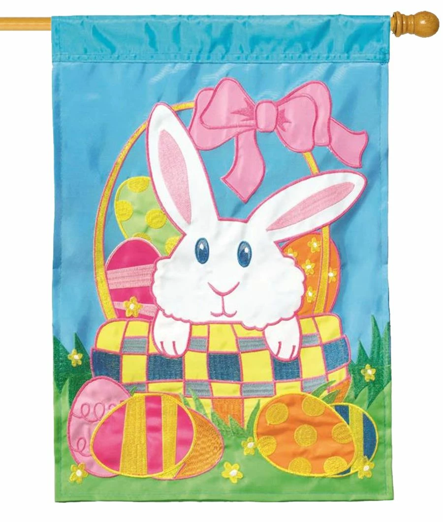 Easter Bunny Front Back Double Applique House Flag 3 Easter Bunny Front Back Double Applique House Flag