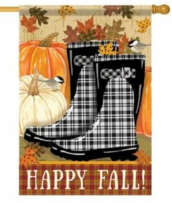 Fall Boots In Plaid House Flag