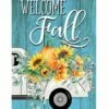Fall Floral Truck House Flag -Flag Sales 2024 fall floral truck house flag
